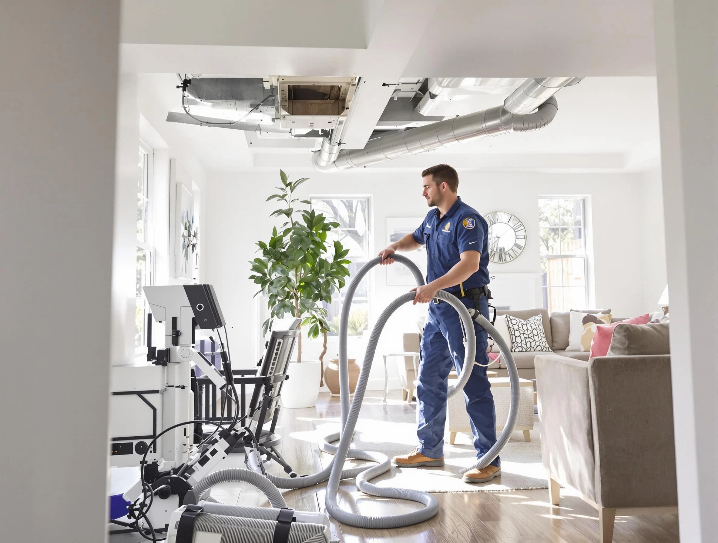 Whittier Air Duct Cleaning technician performing thorough AC duct cleaning for enhanced cooling efficiency in Whittier