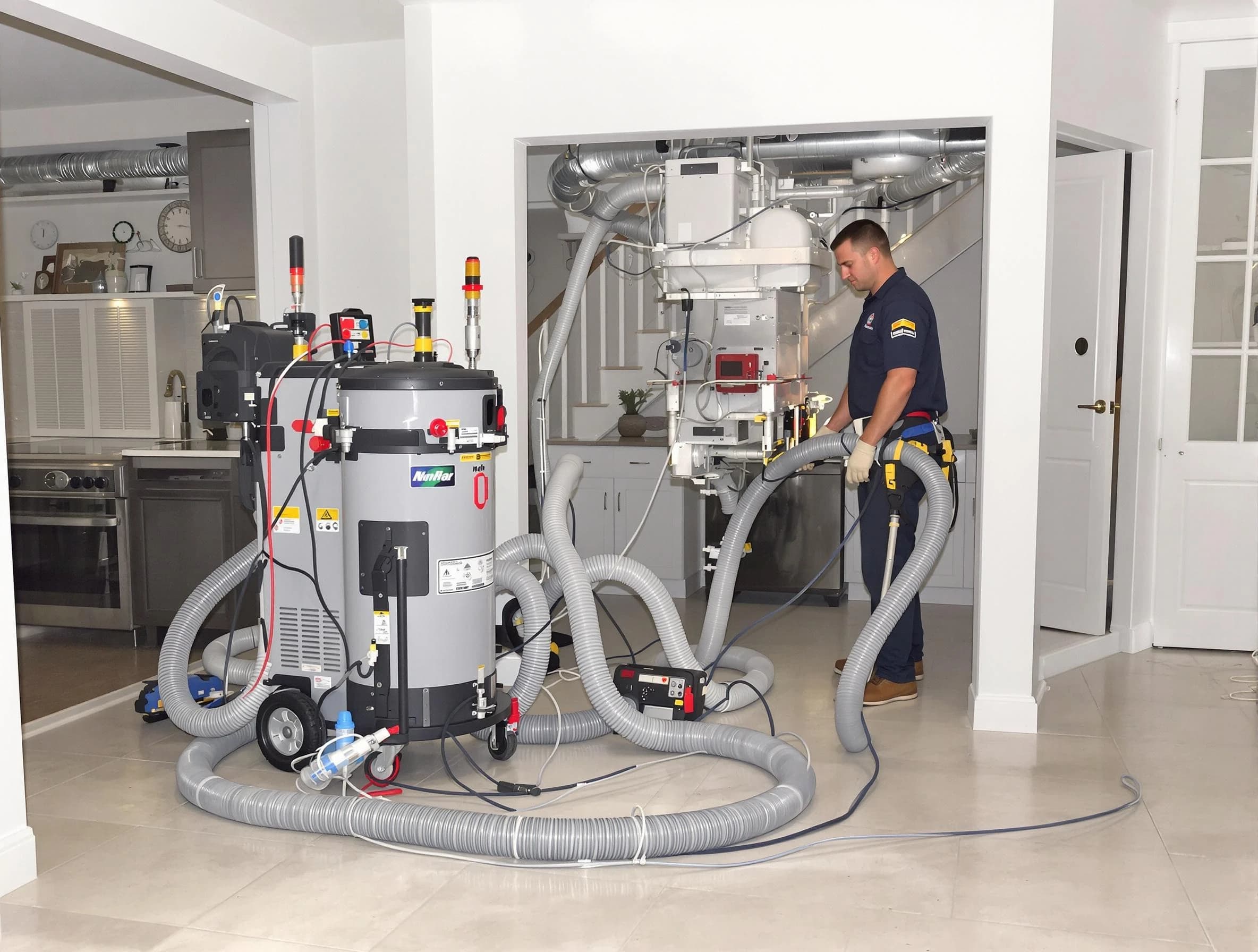 Whittier Air Duct Cleaning technician operating negative pressure cleaning equipment for thorough duct maintenance in Whittier